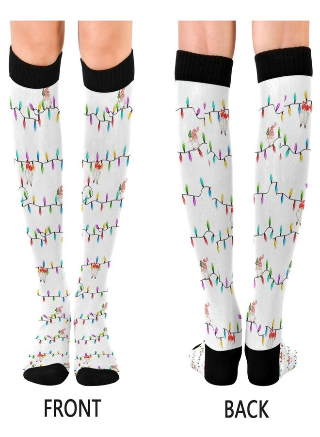 Wusikd Christmas Gnomes Compression Socks for Women and Men Circulation Colorful Lamps Long Socks for Athletic Running 1 - Image 2